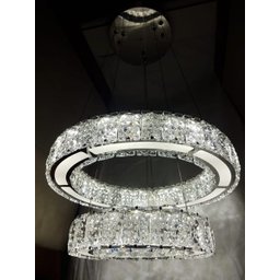 Lustre pendente Cristal K5 de Inox com 2 anéis de Led 45W - 3 temperaturas - 1
