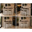 Ver imagem 4 de Mesa Jantar Aparador Bancada Alta Industrial 180x70cm Tampo Marrom Pés Branco