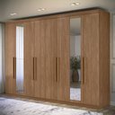 Ver imagem 6 de Guarda Roupa Casal 8 Portas 4 Gavetas Master New com Espelho e Cômoda Pinhais Jatobá Acetinado