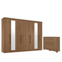 Ver imagem 1 de Guarda Roupa Casal 8 Portas 4 Gavetas Master New com Espelho e Cômoda Pinhais Jatobá Acetinado