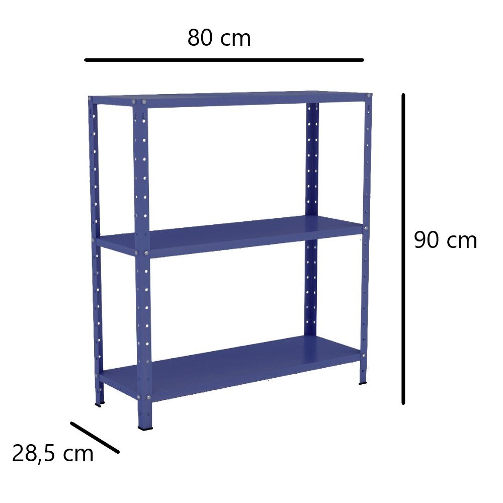 Estante Aço 3 Prateleiras Livros Cozinha Quarto Eaf007 Azul - 4