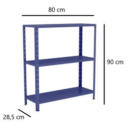 Estante Aço 3 Prateleiras Livros Cozinha Quarto Eaf007 Azul - 4