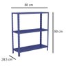 Estante Aço 3 Prateleiras Livros Cozinha Quarto Eaf007 Azul - 4