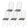 Kit 5 Cadeiras Tubular Branca 021 Assento Preto Listrado - 1