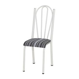 Kit 5 Cadeiras Tubular Branca 021 Assento Preto Listrado - 2