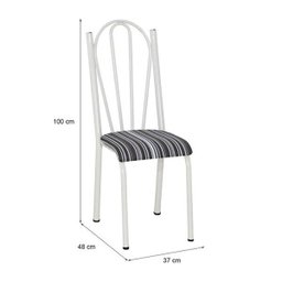 Kit 5 Cadeiras Tubular Branca 021 Assento Preto Listrado - 3