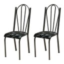 Ver imagem 1 de Kit 2 Cadeiras Tubular Cromo Preto 021 Assento Preto Florido