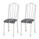 Ver imagem 1 de Kit 2 Cadeiras Tubular Branca 021 Assento Preto Listrado