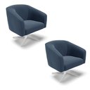 Ver imagem 1 de Cadeira Sala de Jantar Giratória Base Cromada Kit 2 Stella Suede D03 - D'Rossi Cor Azul Marinho