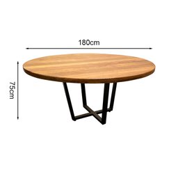 Conjunto Sala de Jantar Redonda Industrial 1,80 com 8 Cadeiras Pretas Diamond New Katrina - 4
