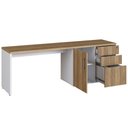 Ver imagem 6 de Mesa para Escritório em L com Balcão 1 Porta 3 Gavetas Idea A03 Nogal Sevilha Branco - Lyam Decor
