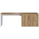 Ver imagem 7 de Mesa para Escritório em L com Balcão 1 Porta 3 Gavetas Idea A03 Nogal Sevilha Branco - Lyam Decor