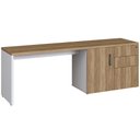 Ver imagem 3 de Mesa para Escritório em L com Balcão 1 Porta 3 Gavetas Idea A03 Nogal Sevilha Branco - Lyam Decor