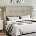 Ver imagem 2 de Kit Cabeceira Cama Box Casal 140 Cm Madrid com Puff Recamier Santorini P05 Bouclê Creme - Lyam Decor
