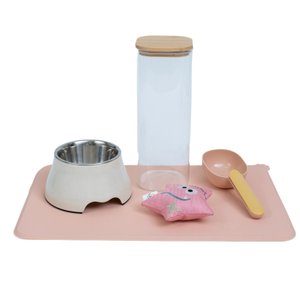 Kit pet alimentação e pelúcia com pote e pá 5 pçs - Oikos