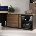 Ver mais imagens de Mesa para Escritório Diretor Grande 2 Portas 4 Gavetas Nogal/Preto