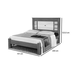 Cama Casal Amsterdam 100% MDF Castanho Touch Gabrielli - 2