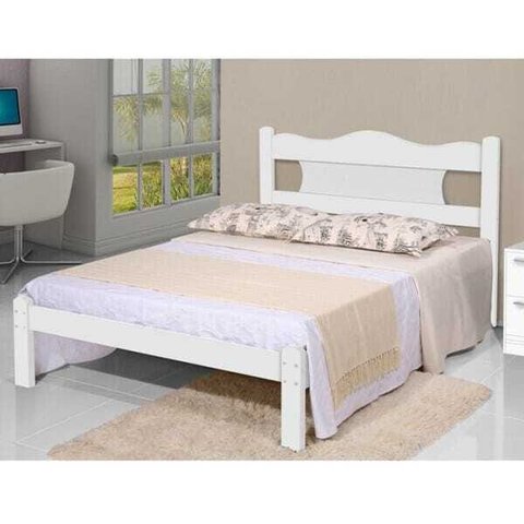 Cama Casal Munique 100% MDF Branco Gabrielli