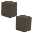 Ver imagem 1 de Kit 02 Puffs Decorativos Sala de Estar Quadrado 36x47cm Linho Cacau - Desk Design