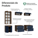 Ver imagem 5 de Estante Sala de Estar com Rack + Cristaleira 230cm Rustic/Azul/Rustic Vik Madesa 02