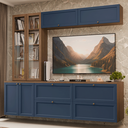 Ver imagem 1 de Estante Sala de Estar com Rack + Cristaleira 230cm Rustic/Azul/Rustic Vik Madesa 02