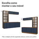 Ver imagem 6 de Estante Sala de Estar com Rack + Cristaleira 230cm Rustic/Azul/Rustic Vik Madesa 02