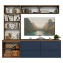 Ver imagem 7 de Estante Sala de Estar com Rack + Cristaleira 230cm Rustic/Azul/Rustic Vik Madesa 02