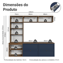 Ver imagem 4 de Estante Sala de Estar com Rack + Cristaleira 230cm Rustic/Azul/Rustic Vik Madesa 02