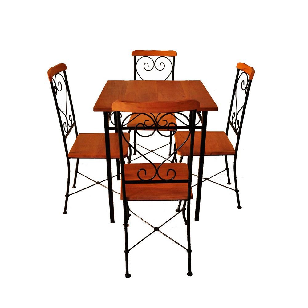Mesa de Jantar 4 lugares Quadrada Ferro e Madeira Rustica Artesanal ...