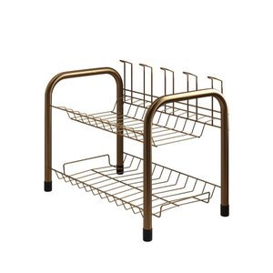 Escorredor de Louças Beliche Isabela com Porta Copos Dourado