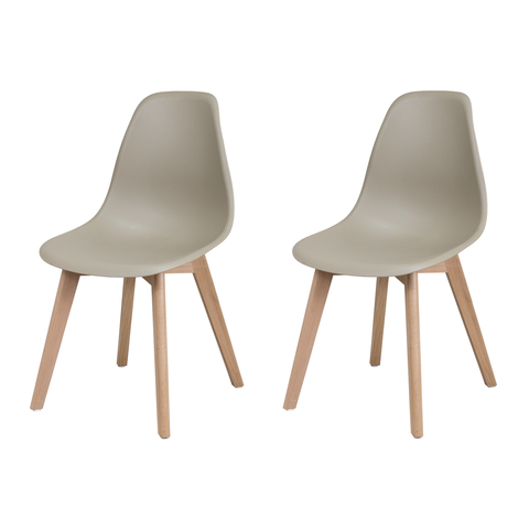 Kit 2 Cadeiras Eames Wood Nude em Polipropileno para Sala de Jantar e Cozinha