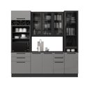 Ver imagem 3 de Cozinha Modulada Compacta 4 Peças com Rodapé 240cm 10 Portas 4 Gavetas com Tampo Mônaco Chumbo/Titânio