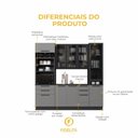 Ver imagem 5 de Cozinha Modulada Compacta 4 Peças com Rodapé 240cm 10 Portas 4 Gavetas com Tampo Mônaco Chumbo/Titânio