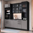 Ver imagem 1 de Cozinha Modulada Compacta 4 Peças com Rodapé 240cm 10 Portas 4 Gavetas com Tampo Mônaco Chumbo/Titânio