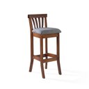 Ver imagem 3 de Kit 5 Banquetas Alta Madeira Maciça Bakeri Linho Cinza/Imbuia - Gran Belo
