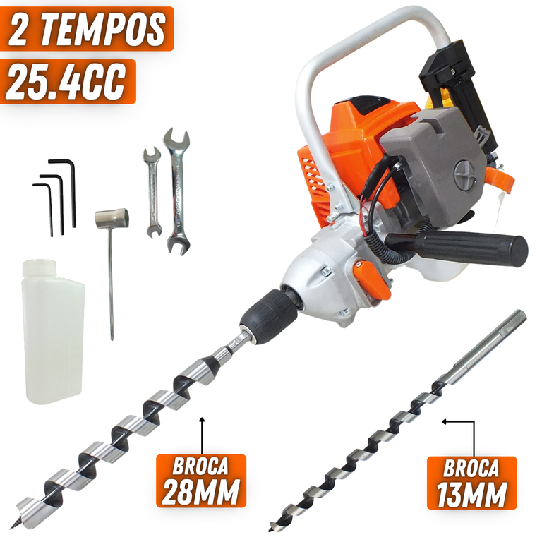 Furadeira Vulcan VF500 À Gasolina 25,4cc 1HP 2 Tempos Para Perfuração de Mourões