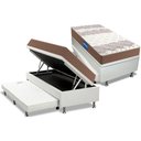 Ver imagem 1 de Cama Box Baú c/Auxiliar Solteiro: Colchão Espuma Probel D33 Guarda Costa + Base CRC Courano White(
