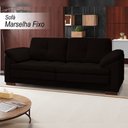 Ver imagem 2 de Sofá Decorativo Sala de Estar Marselha Fixo 2 Lugares 215cm Couro Marrom - Mozzelar