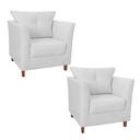 Ver imagem 1 de Kit 02 Poltrona Cadeira Sofá Decorativa Isis Sala Estar Salão Beleza Corano Branco - LM DECOR