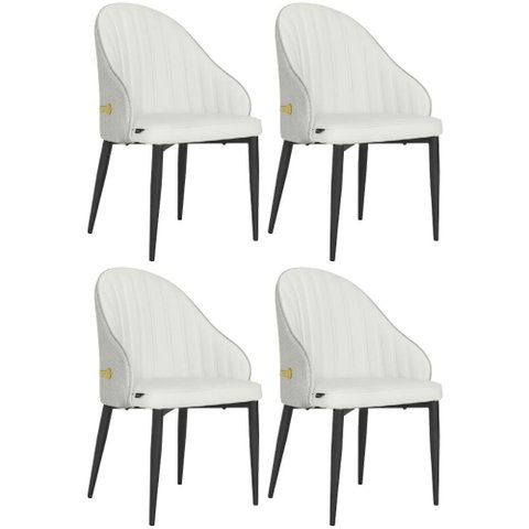 Kit 4 Cadeiras de Jantar Estofada Design La Martina - Branca