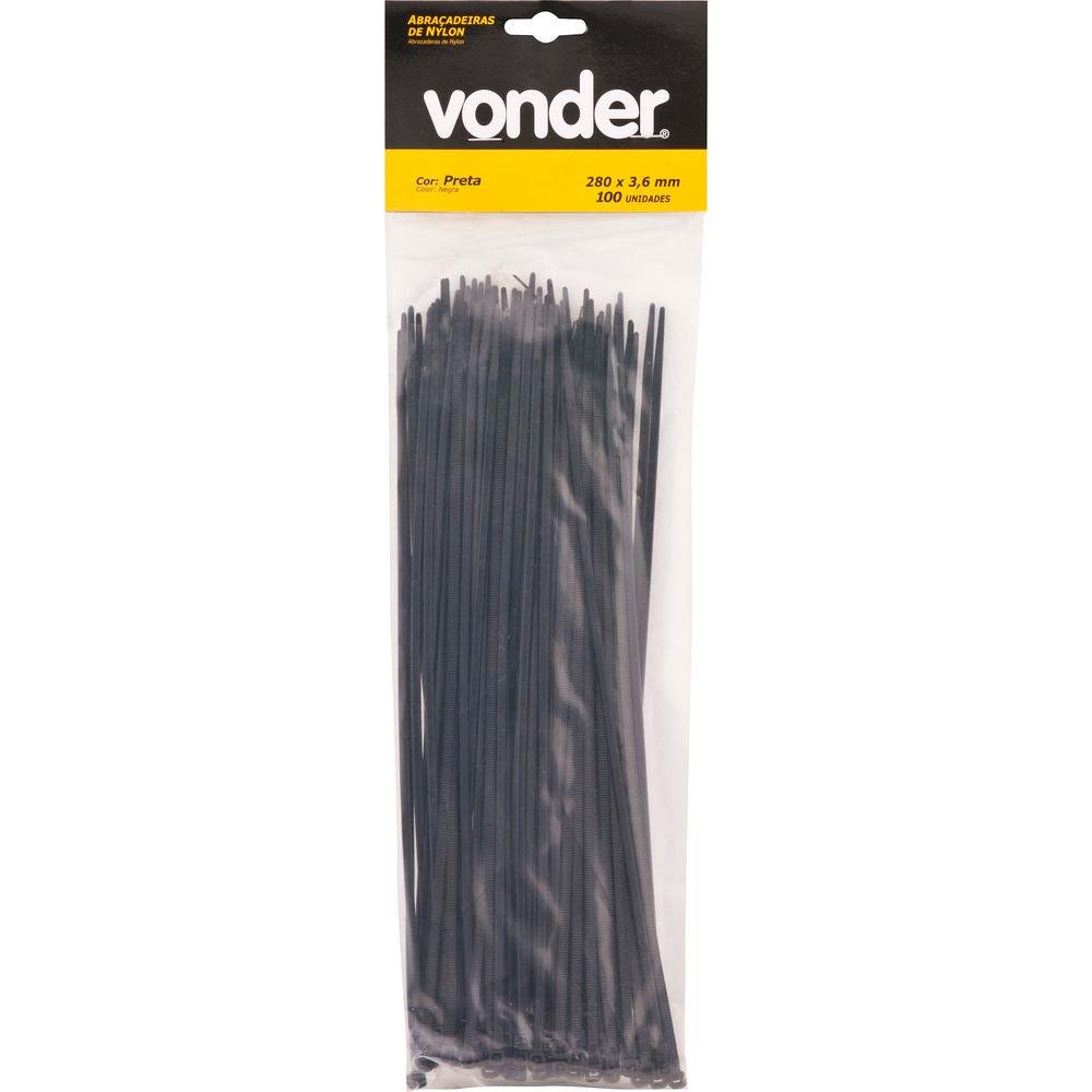 Abraçadeira de nylon 140x2,5mm preta com 100 peças - Vonder - 2