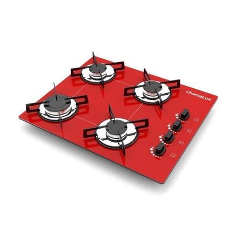 Cooktop 4 Bocas Ultra Chama Bivolt Chamalux - Vermelho