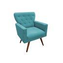 Ver imagem 3 de Kit Namoradeira + 2 Poltronas Decorativa Aurora Suede Azul Tifany Pés Madeira Mz Decor