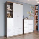 Ver imagem 1 de Quarto de Bebê Completo Bala de Menta 3 Portas 7 Gavetas Rústico/branco - Henn