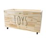 Baú Organizador de Brinquedos de Madeira Pinus com Rodinhas 360° - Toys - 1