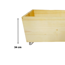 Baú Organizador de Brinquedos de Madeira Pinus com Rodinhas 360° - Toys - 4