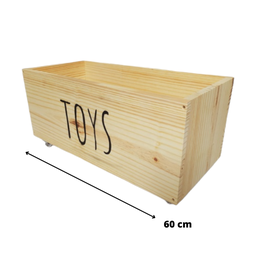 Baú Organizador de Brinquedos de Madeira Pinus com Rodinhas 360° - Toys - 3