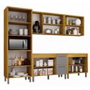 Ver imagem 3 de Cozinha Modular Dafne 9 Portas 2 Gavetas MDF Cinamomo com Cinza Acetinado