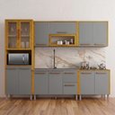 Ver imagem 4 de Cozinha Modular Dafne 9 Portas 2 Gavetas MDF Cinamomo com Cinza Acetinado