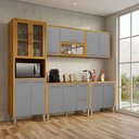 Ver imagem 1 de Cozinha Modular Dafne 9 Portas 2 Gavetas MDF Cinamomo com Cinza Acetinado